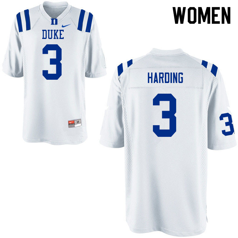 Women #3 Darrell Harding Duke Blue Devils College Football Jerseys Sale-White